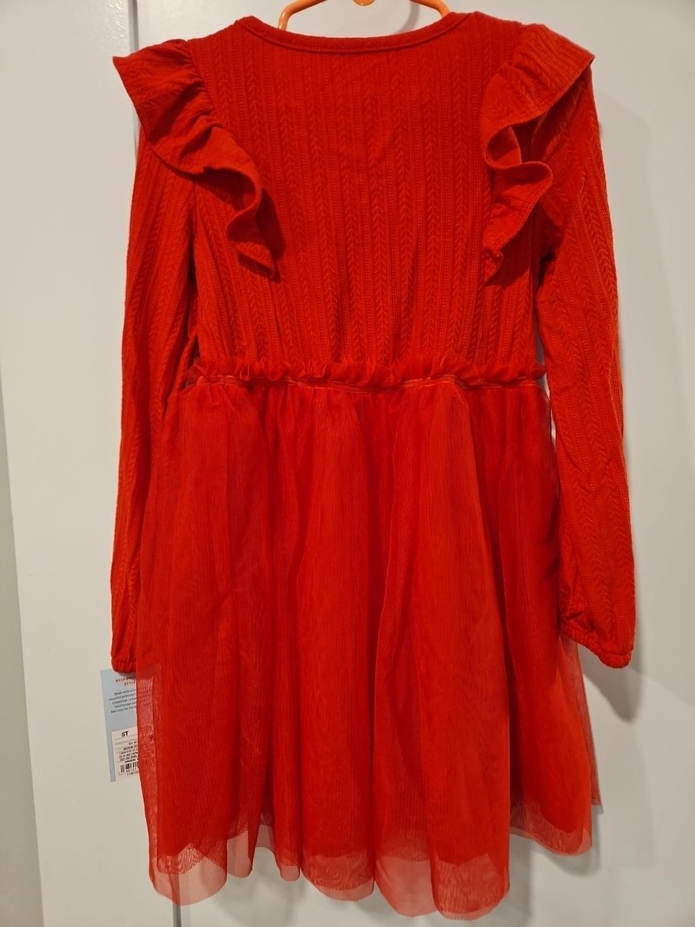 Red Ruffle Tulle Dress Size 5T - Picture 4 of 4